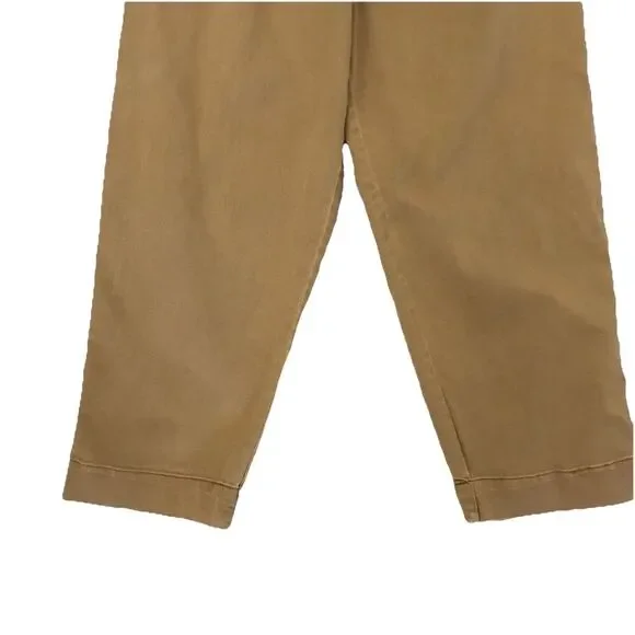 Free People Yellow Pleated Cotton Cropped Denim Casual Pants NWOT 12 - Picture 3 of 10